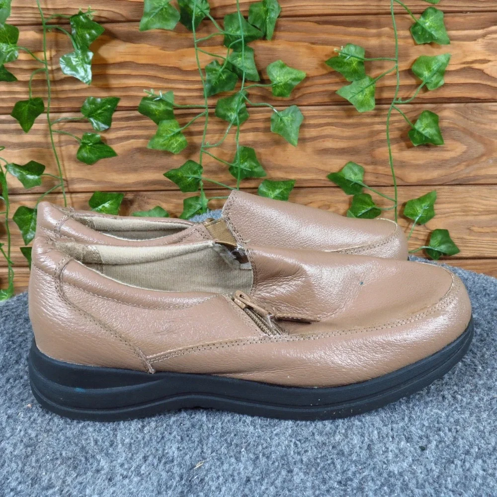 Dr. Scholl's Casual Women Shoe Size 7.5 Walking‎ Comfort Tan Pebbled Leather